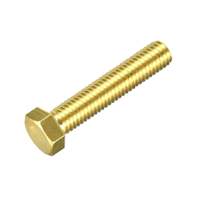 Unique Bargains Brass Hex Bolts, 1/2-13x2-1/2' 1 Pack Fully Thread Grade 4.8 Machine Screws