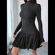 thumbnail image 4 of Vestido Mini de Larga con para Mujer, Ajustado, con Cuello Alto, Informal, para Cóctel o Fiesta Negro M, 4 of 9