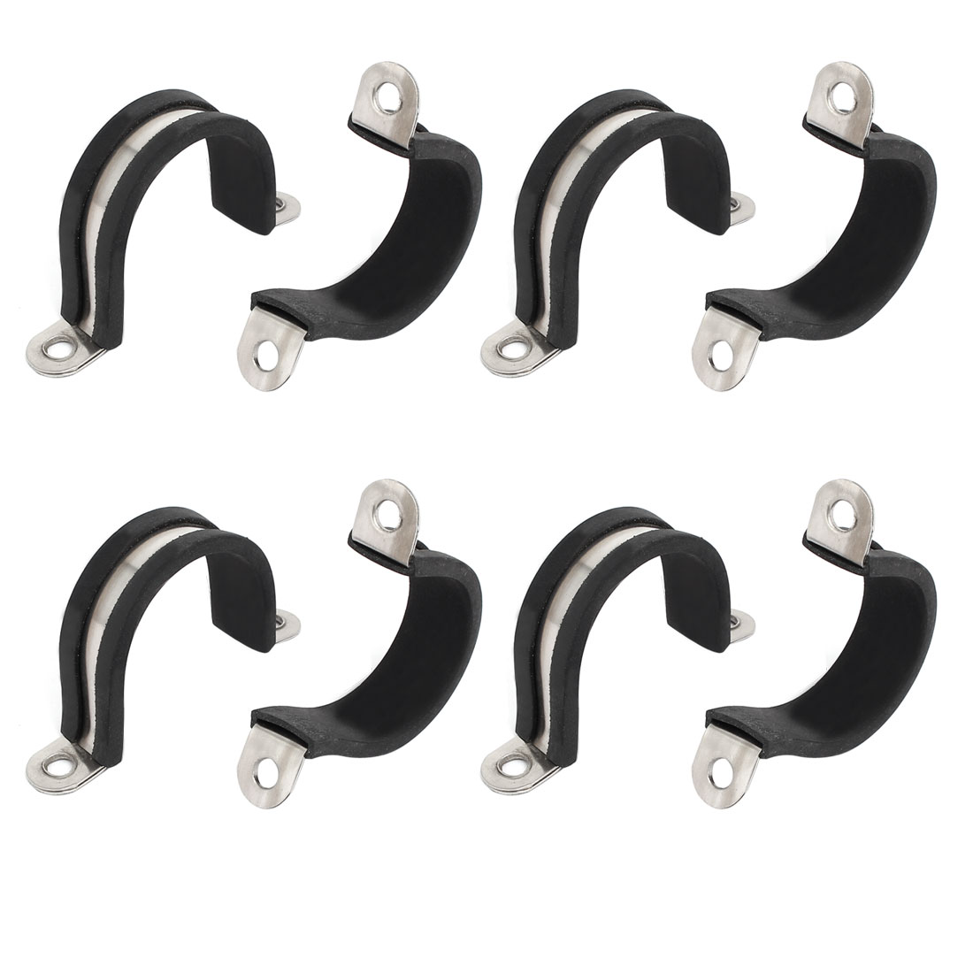 30mm Dia Rubber Lined U Shaped 304 Stainless Steel Pipe Clip Hose Clamp