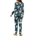 thumbnail image 3 of SCRAWLGOD Flower Leaf Women Pajamas Long Sleeve Pajama Sets for Women 2 Piece Lounge Size S Crewneck Jogger Pjs Women Lightweight Women's Soft Loungewear, 3 of 7