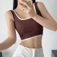 thumbnail image 2 of BLVB Women's Square Neck Crop Tank Tops Slim Color Block Sleeveless Cami Shirts Casual Basic Going out Tops, 2 of 5