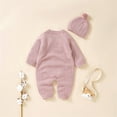 thumbnail image 4 of Otqutp Cute Bodysuits for Toddler Boy Girl Solid Knitted Sweater Baby Jumpsuit Romper Cotton Caps Hat Outfits Sets Clothes Elastic Waist 2PCS Fall Winter Clothes, 4 of 9