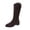 Brown, variant on Womens Knit Sock Boots Mid Calf Round Toe Block Heel V Cut Pull On Stretchy Comfortable Casual Fashion Winter Boots