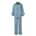 thumbnail image 4 of xiaxaixu Pyjamas 2 Pièces pour Femmes Ensemble Chemise à Manches Longues + Pantalon Ensemble Loungewear, 4 of 6