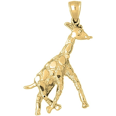 10K Yellow Gold Giraffe Pendant - 48 mm