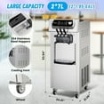 thumbnail image 4 of Commercial Ice Cream Maker, 3 Flavors, 20-28L/H Yield, LCD Panel, Auto Clean, 2200W Countertop Soft Serve Machine w/ 2x7L Hopper, Frozen Yogurt Maker for Restaurant Snack Bar, 4 of 6