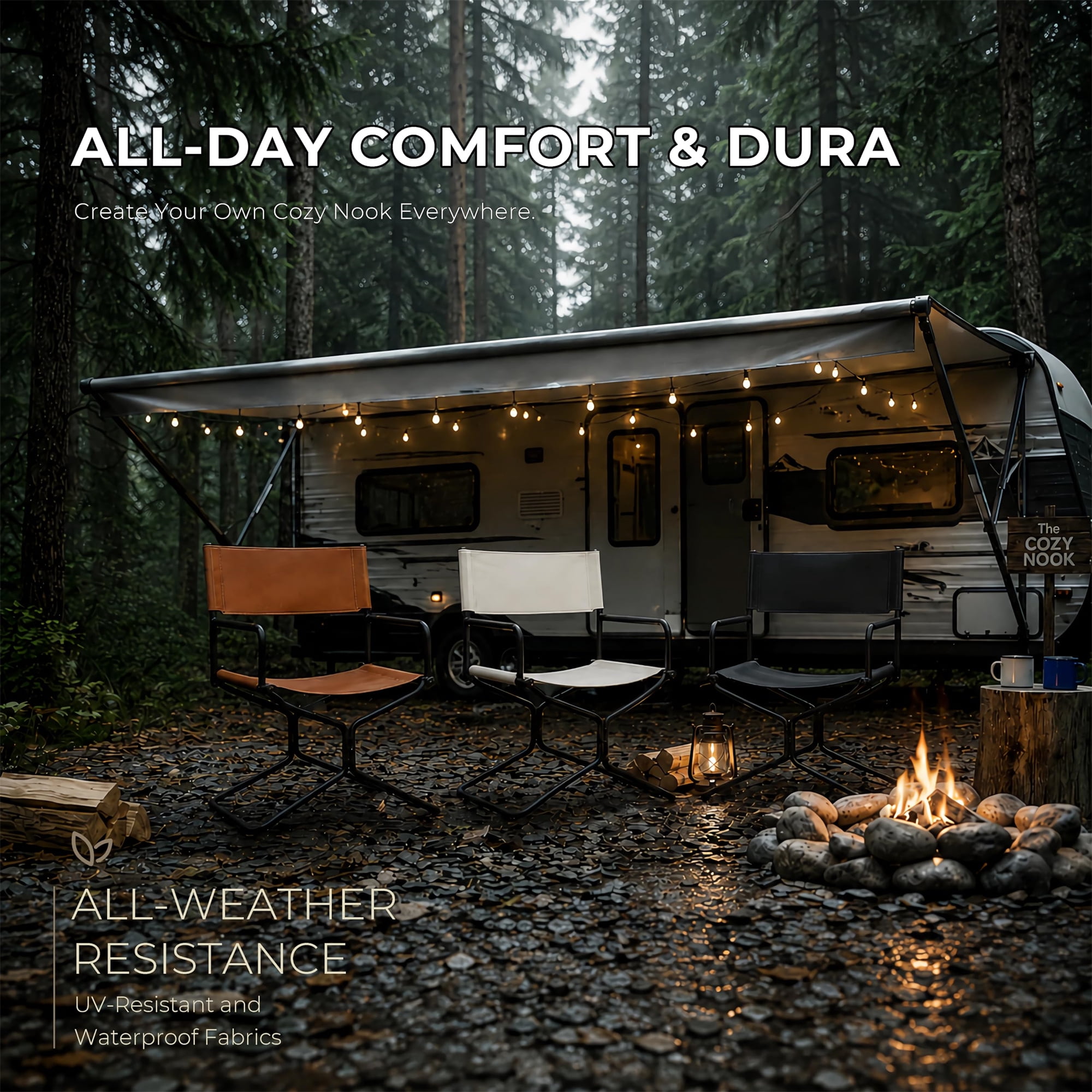 Aukfa Leather Folding Director Chair, Portable Outdoor Chair for Patio Camping, Matte Brown