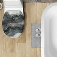 thumbnail image 4 of ZUXONGSY Marble Print Flannel Toilet Cover Elongated Toilet Cover Protector Universal Full Coverage Design Decorative Round Elongated Toilet Lid Covers Easy to Install Bathroom Decor, 4 of 6
