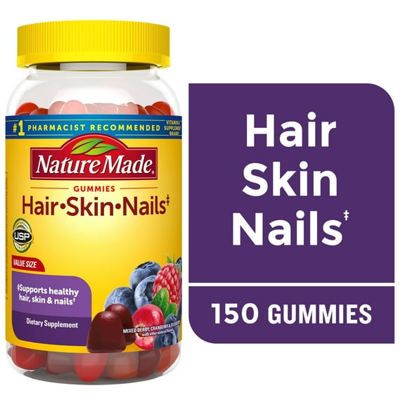 Nature Made Hair Skin and Nails with Biotin 2500 mcg Gummies, Dietary Supplement, 150 Count