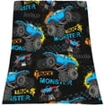 thumbnail image 1 of LHSHID Monster Cartoon Truck Throw Blanket Car Gift for Boys Kids Bedding Room Decor Flannel Blankets Microfiber Soft Warm for Couch Sofa Bed Livingroom Beach Travel 30"x40", 1 of 7
