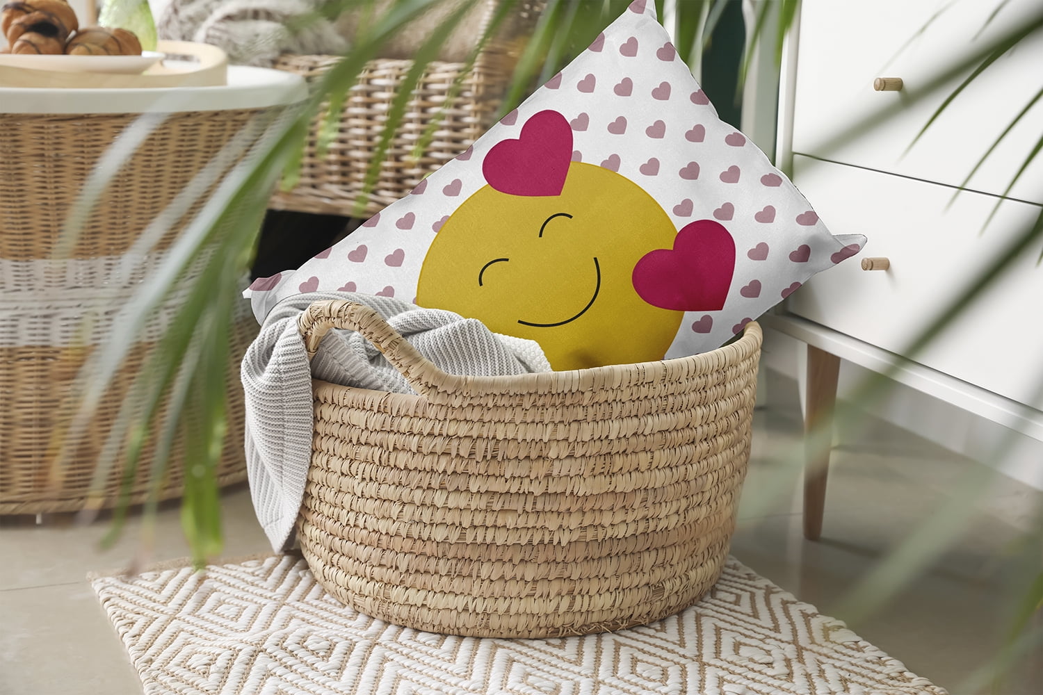 20" x 14" Simply Daisy Love Emoji Polyester Indoor/Outdoor Pillow, Romantic Purple Qty 1