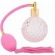 thumbnail image 4 of Botella de perfume transparente de 100 ml con atomizador y borlas de pulverización larga, color rosa, vintage, rellenable, vacía, con embudo y gotero., 4 of 5