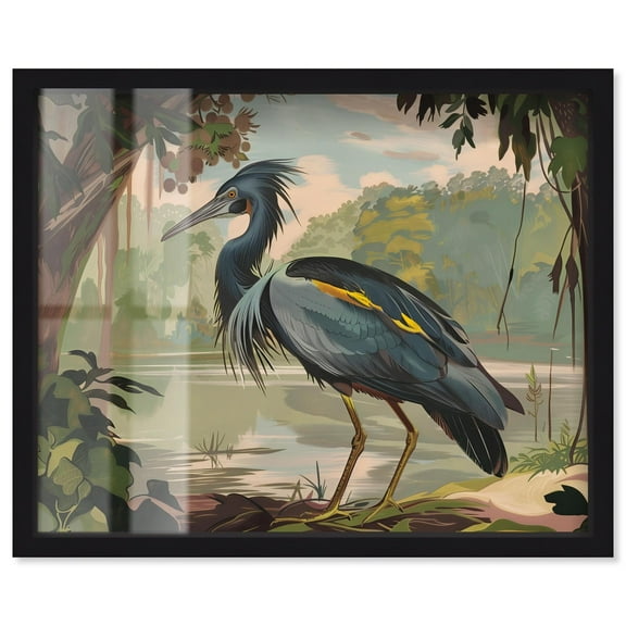 Bird in Fauna Shadowbox Print Landscape Art by Art Remedy, Black Frame, 20 x 16