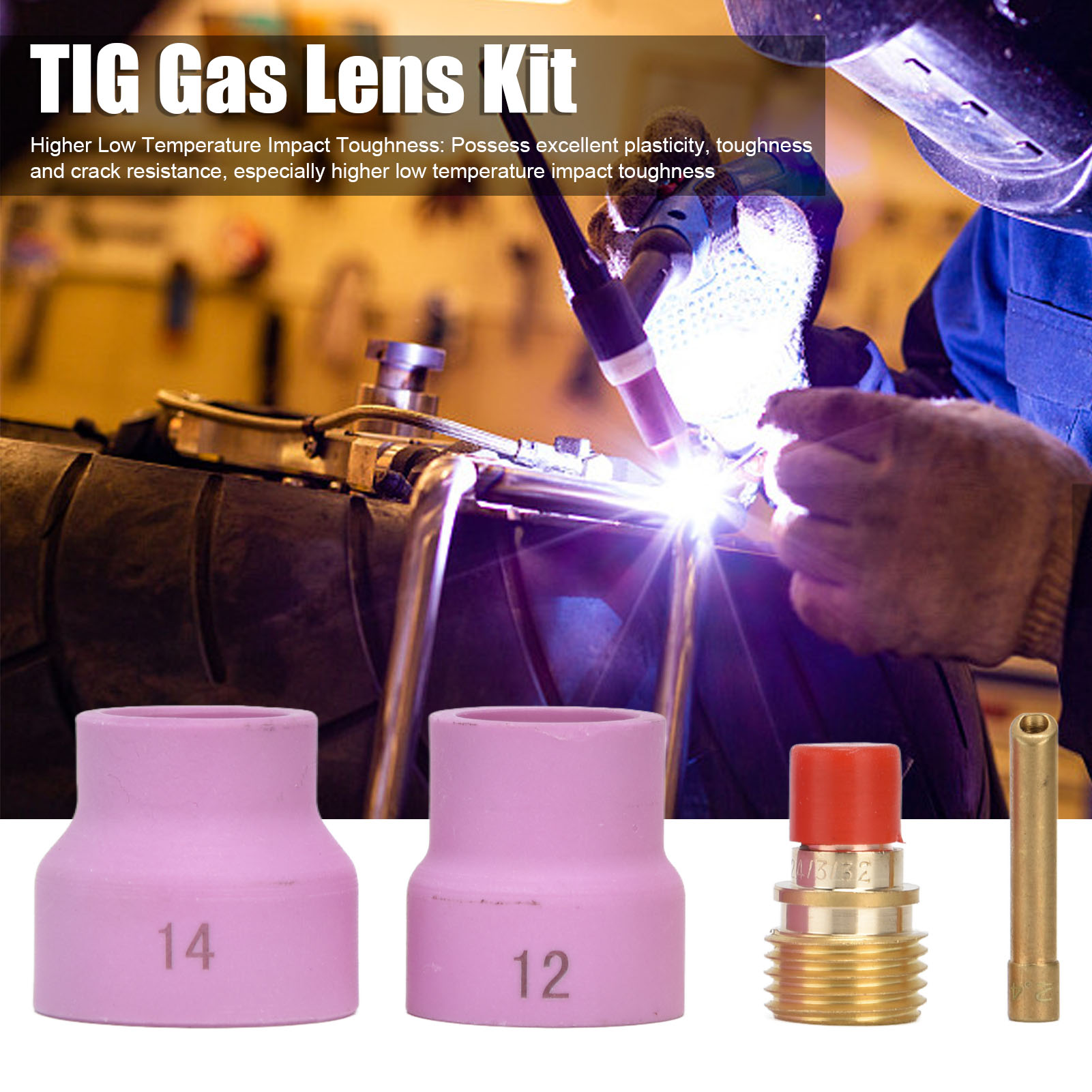3 Corpi Lente Per Gas TIG 45V26 In Rame – Diametro Foro 2.4 Mm Per Torce WP-17/18/26 – Resistenti Al Calore