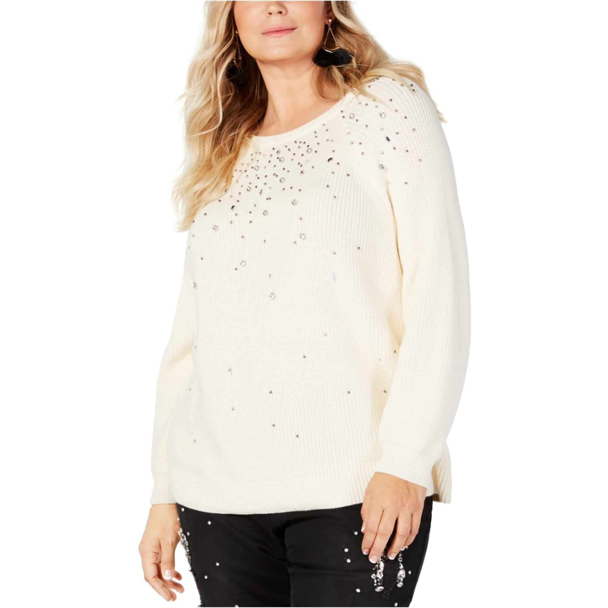 Womens Embellished Pullover Sweater 
