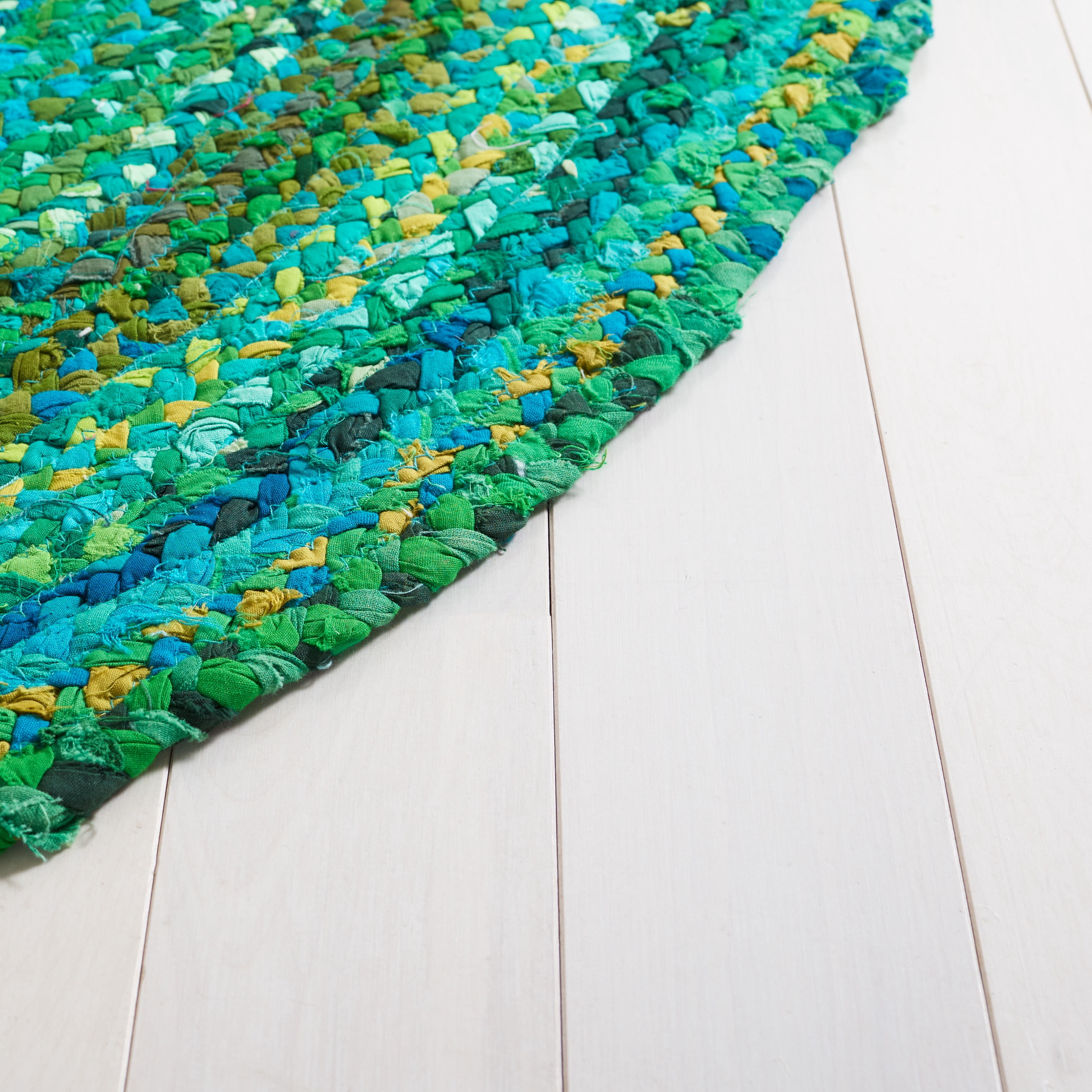 SAFAVIEH Braided Calvin Transitional Cotton Reversible Area Rug, Green, 3' x 5' Oval