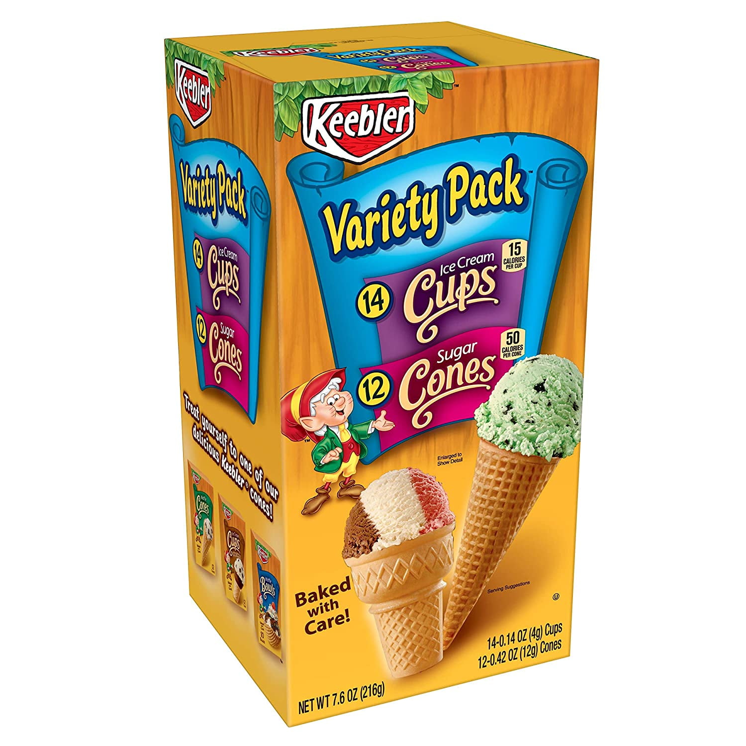 Download Keebler Ice Cream Cone Variety Pack, Sugar Cones and Ice Cream Cups, 26 Count, Pack of 6 ...