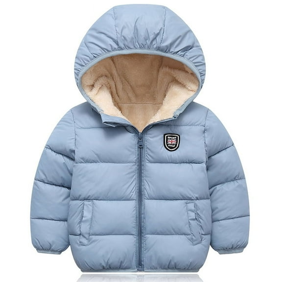 2-7T Toddler Boys Girls Plush Hooded Coats Jackets Kids Winter Warm Snow Clothes Outwear