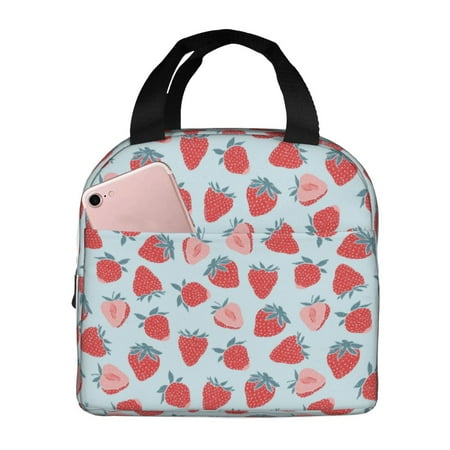 Insulated Lunch Bag for Women Men - strawberries print A Leakproof Cooler Lunch Box for Women Men  Lunch Tote Bags for Work School Picnic Travel
