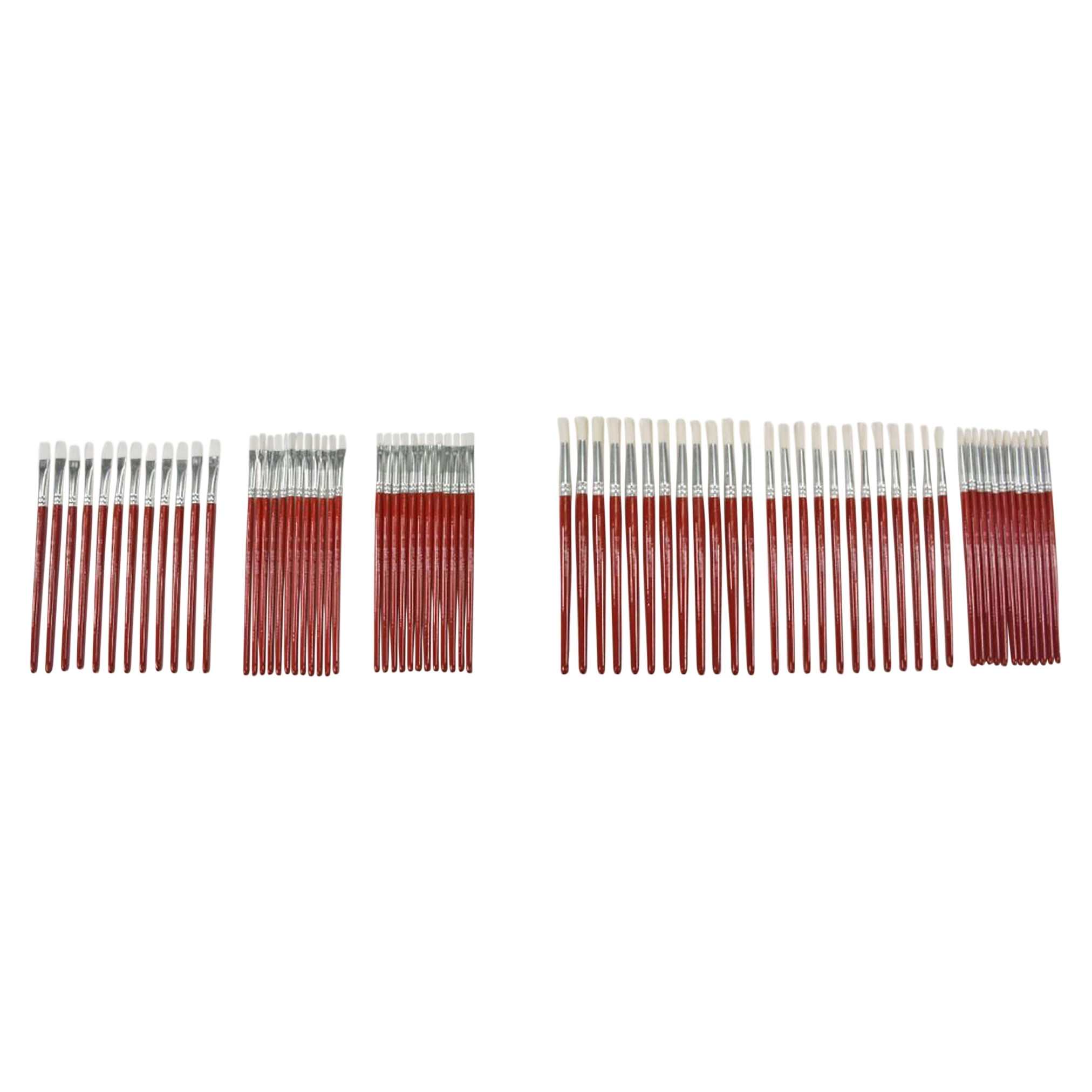 Sax White Synthetic Taklon Paint Brushes with Short Handles, Assorted Sizes, Set of 72