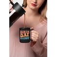 thumbnail image 2 of Birth Day Daddy, Dad's Birthday Party Themed, Groovy Retro Wavy Text Merch Gift, Black 15oz Ceramic Mug, 2 of 5