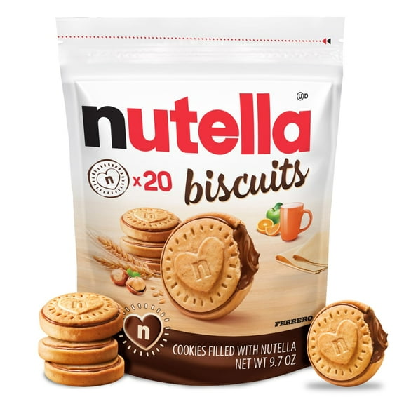 Pack of 4 Nutella Biscuits Hazelnut Spread with Cocoa Holiday Christmas Cookies, 20 ct (packaging may vary)
