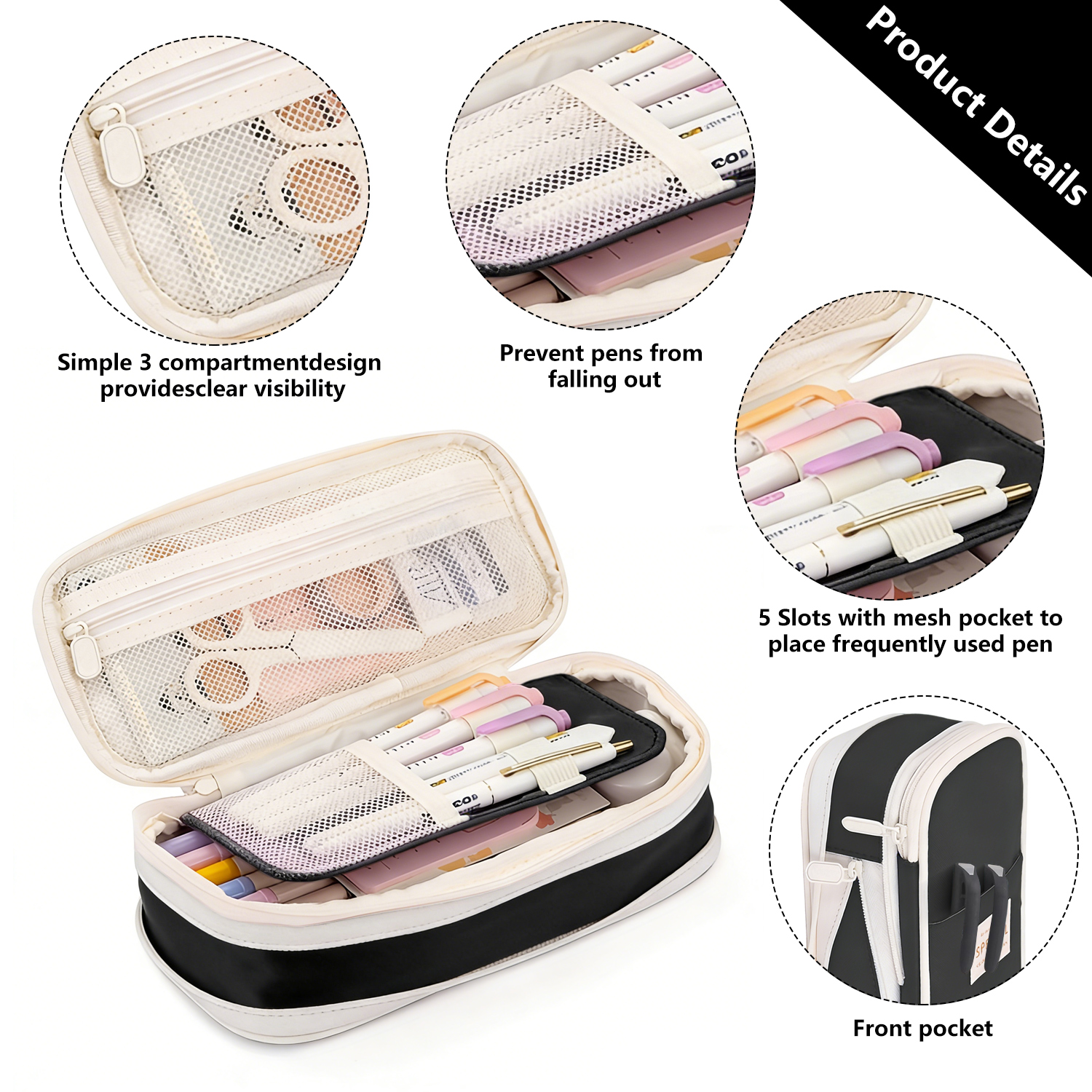 Rirool Large Capacity Expandable Pencil Case Black photo 2
