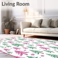 thumbnail image 2 of ODIKA 4'x6' Machine Washable Non-Slip Area Rug, North Pole Bathroom Arrangement Snowy Evergreen Shower Display High Traffic Rug, Pink, 738585, 2 of 7