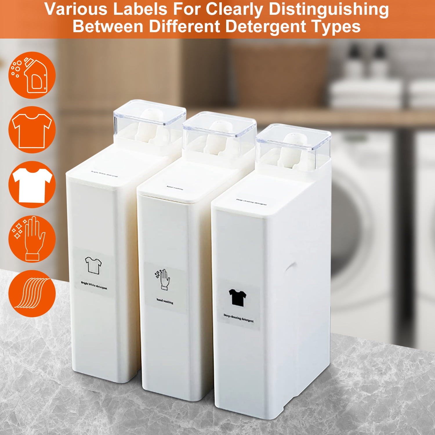35oz Laundry Detergent Dispenser Container TeqHome 1 Pack Liquid Laundry Dispenser for Laundry Room with Waterproof Labels, White