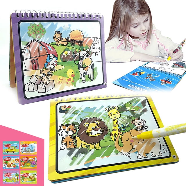 Fiudx Ofertas De La Semana Libro De Pintura De Acuarela Con Garabatos Repetibles Para Niños, Juego De Bolígrafos De Juguete, Juguete Para Regalo De Dibujo Educativo Temprano, 2Ml