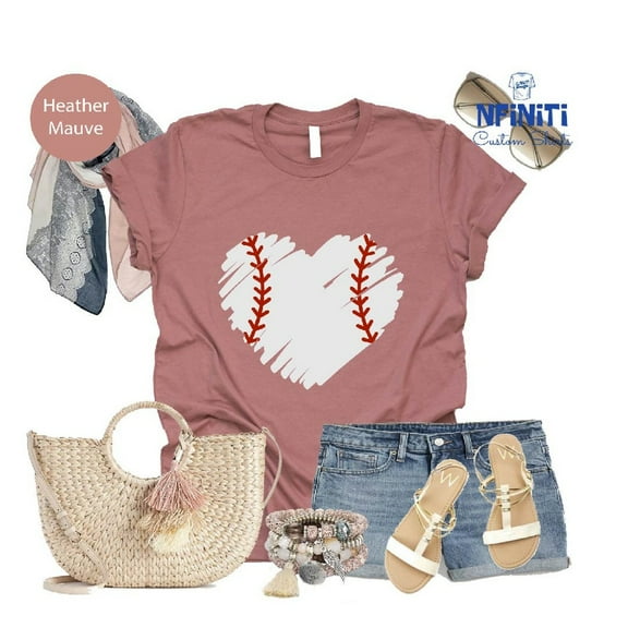 Baseball Heart Shirt: Game Day Tee for Baseball Mama TSHIRT All Size S-5XL