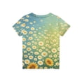 thumbnail image 4 of Grblisyd Girls Shirts Kids Cute Daisy Print Summer Tops Casual Loose Short Sleeve Crewneck Tees 10-12 Years, 4 of 4
