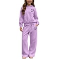 thumbnail image 2 of Kezqiaxn Girls Outfits Winter 2 Piece Lounge Set Cute Heart Printed Hoodie and Pants with Pocket Sweatsuits Matching Sets for Kids Size 5-14, 2 of 7