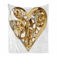 thumbnail image 1 of Industrial Soft Flannel Fleece Throw Blanket, Mechanic Heart Physical Bodies Complex Structure of Love Techno Romance, Cozy Plush for Indoor and Outdoor Use, 70" x 90", Pale Brown White, by Ambesonne, 1 of 6