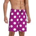 thumbnail image 2 of Xecao Purlpe And White Polka Dot Print Men's Sleepwear Shorts Pajama Bottom Lounge Short ,Nightwear with Convenient Pockets for Relaxed Home Wear-, 2 of 6