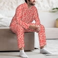 thumbnail image 7 of Naloa Red Pretty Flowers Men’s Pajamas Set - Long Sleeve Button Down Sleep Shirt and Pajama Bottoms Sleepwear Set-Small, 7 of 7