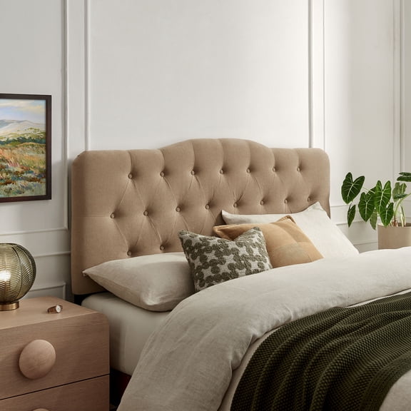 Annabel Premium Linen Blend Full Headboard in Almond