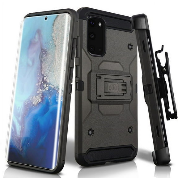 Samsung Galaxy S20 (6.2") Phone Case Tuff Hybrid Kinetic Armor Rugged TPU Dual Layer Hard Protective Cover Combo Swivel Belt Clip Holster   Screen Protector GRAY Cover for Samsung Galaxy S20 5G