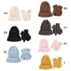 thumbnail image 3 of Black Gorro de lana tejido para bebé, conjunto de guantes cálidos de invierno, gorros de ganchillo de Color sólido, Kit de manoplas para niños, 3 of 5