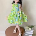 thumbnail image 2 of Tisuna Summer Vest Dress For Toddler Girls Floral Print Sleeveless Crew Neck Dresses Comfortable Soft Little Girls Beach Vacation Playwear Dress Green Size 3-4 Years, 2 of 3