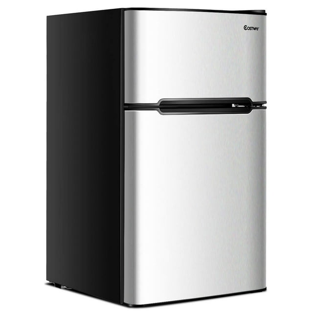 Refrigerador COSTWAY Compact de 3.2 pies cúbicos con congelador, color gris