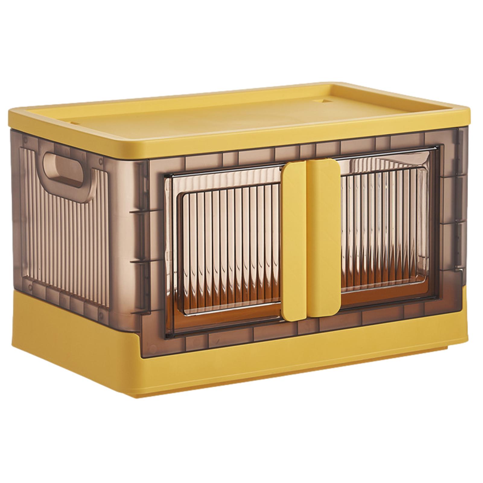Folding Storage Box With Doors Plastics Collapsible Bins For Home