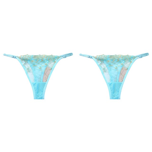 (2-Pack) Rinsvye Womens Large Size Lane Dress 18 Womens Embroidered Hollow Mesh Womens Cotton Briefs without Elastic Leg Openings Seductive Womens Thong Panties