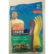 Mr. Clean Medium Reusable Latex Gloves, 2 Color, 2 Pairs