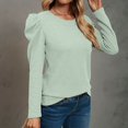 thumbnail image 4 of HTNBO Women Dressy Tops Casual Long Sleeve Crew Neck Puff Sleeve Top T-Shirt Blouse Gym Men Cold Weather Starting at 10, 4 of 7