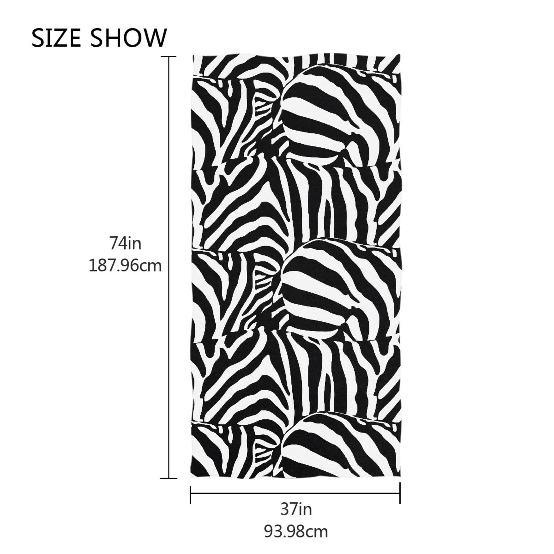 Zebra Stripe Beach Towel Oversized 74"x37" Pool Towels Soft Absorbent Extra Large Quick Drying for Bathroom