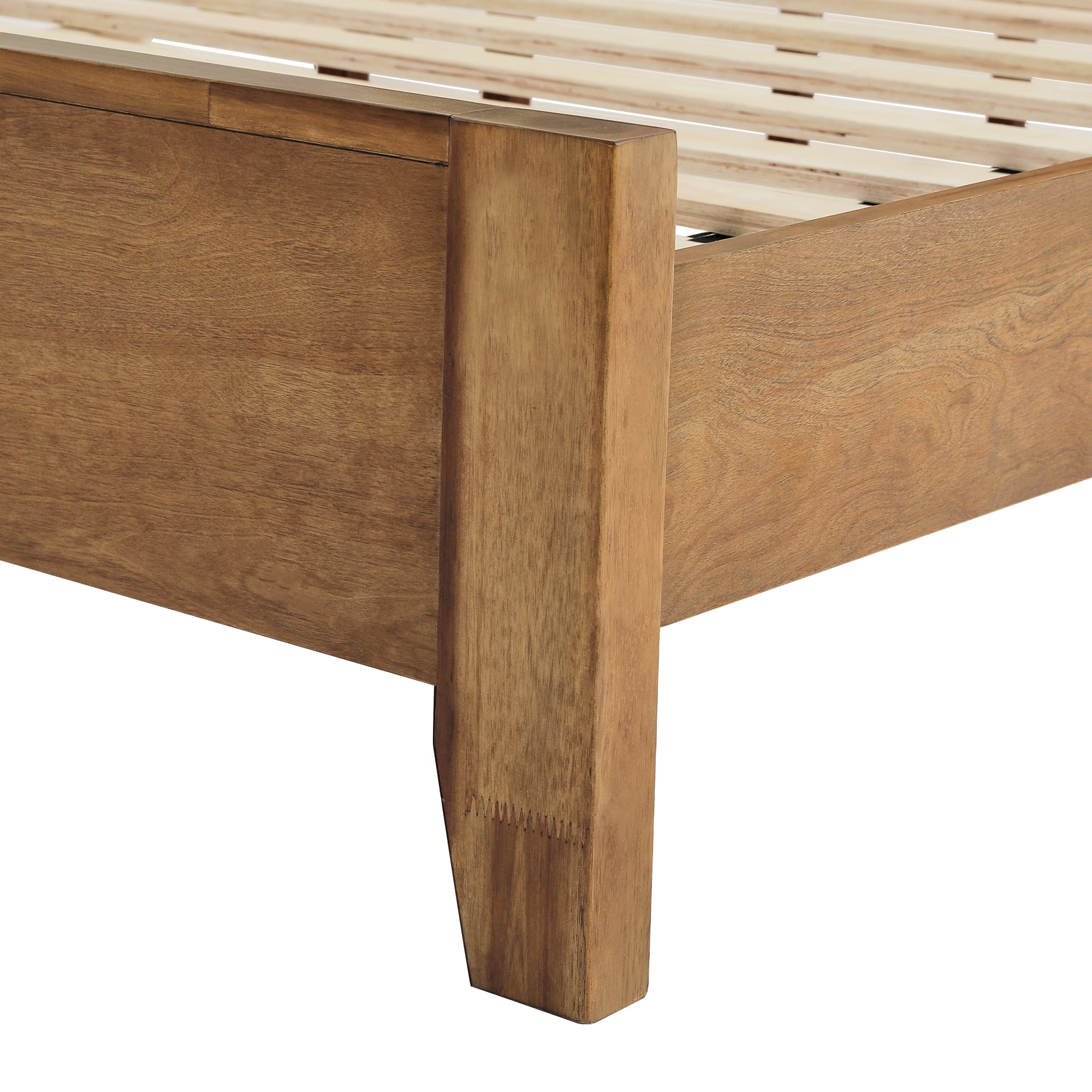 DYCANPO Queen Bed Frame with Headboard, Acacia Wood Platform, Non-Slip&Without Noise, Dark Wood