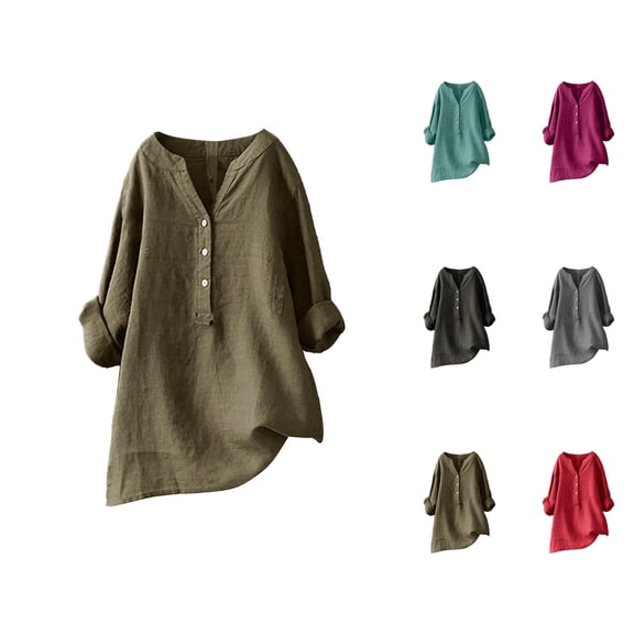 Long Sleeve Shirts for Women 2026 Spring Lightweight V Neck Stand Collared Casual Office Work Blouse Womens Tops