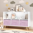 thumbnail image 5 of 2-Tier Bookcase Book Shelf with Collapsible Fabric Drawers, Toy Storage Cabinet Organizer with 4 Pine Legs,   Children's Book Display for Playroom, Living  room, White+Pink, 5 of 9