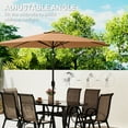 thumbnail image 4 of Outsunny 8 Piece Patio Furniture Set with Umbrella, Outdoor Dining Table and Chairs, 6 Chairs, Push Button Tilt and Crank Parasol, Glass Top, Brown, 4 of 9